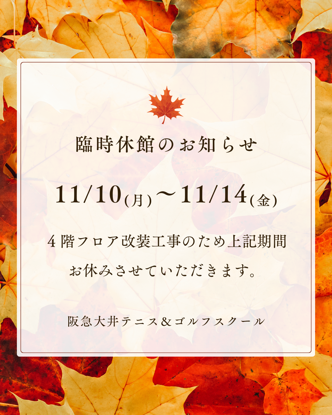 臨時休館のお知らせ20251110